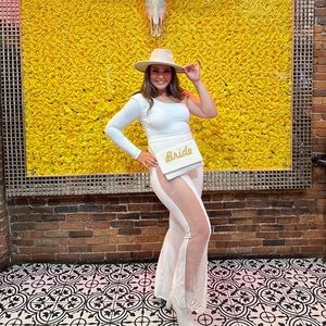 One shoulder white jumpsuit